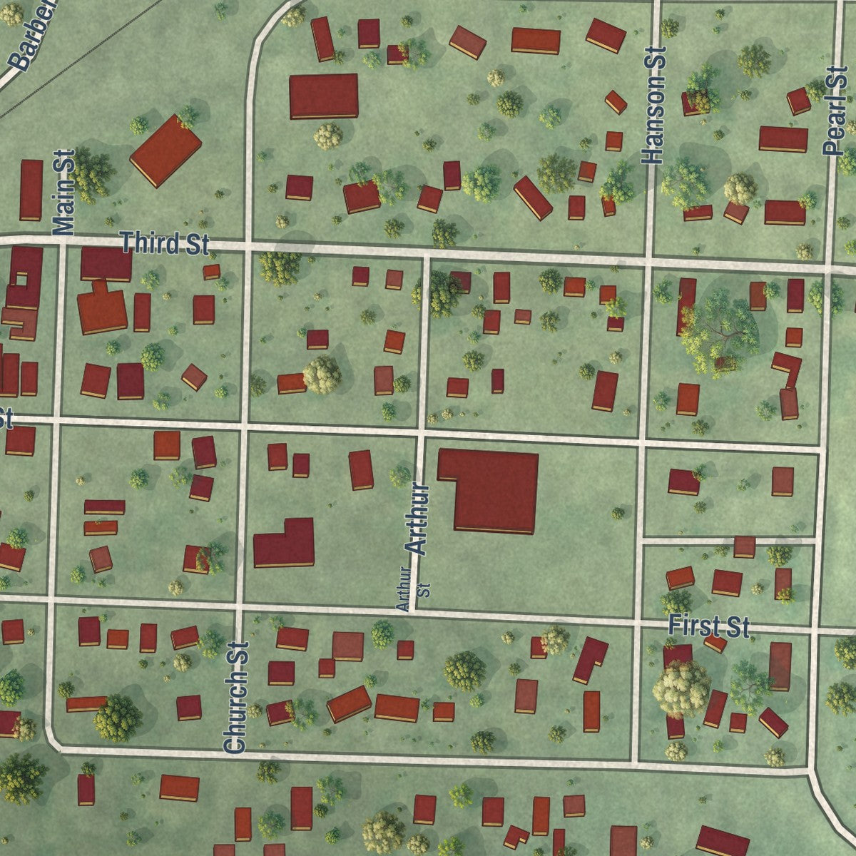 Close-up of the map of Taylor, Wisconsin print showing street and building detail