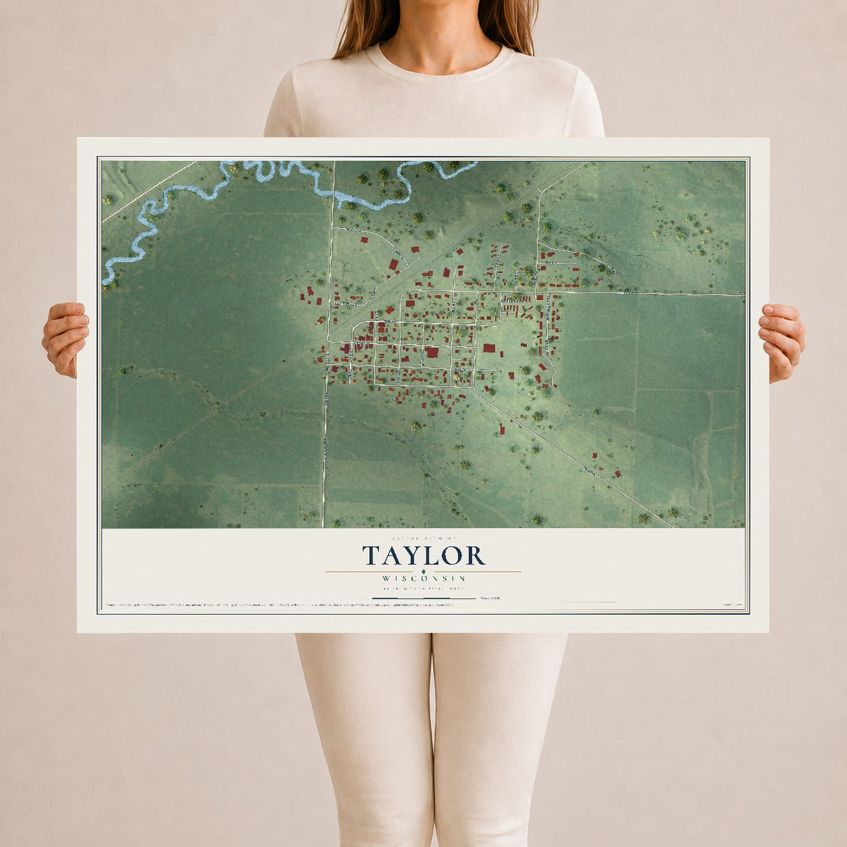 Map of Taylor, Wisconsin, 24 x 36 inch unframed archival matte print