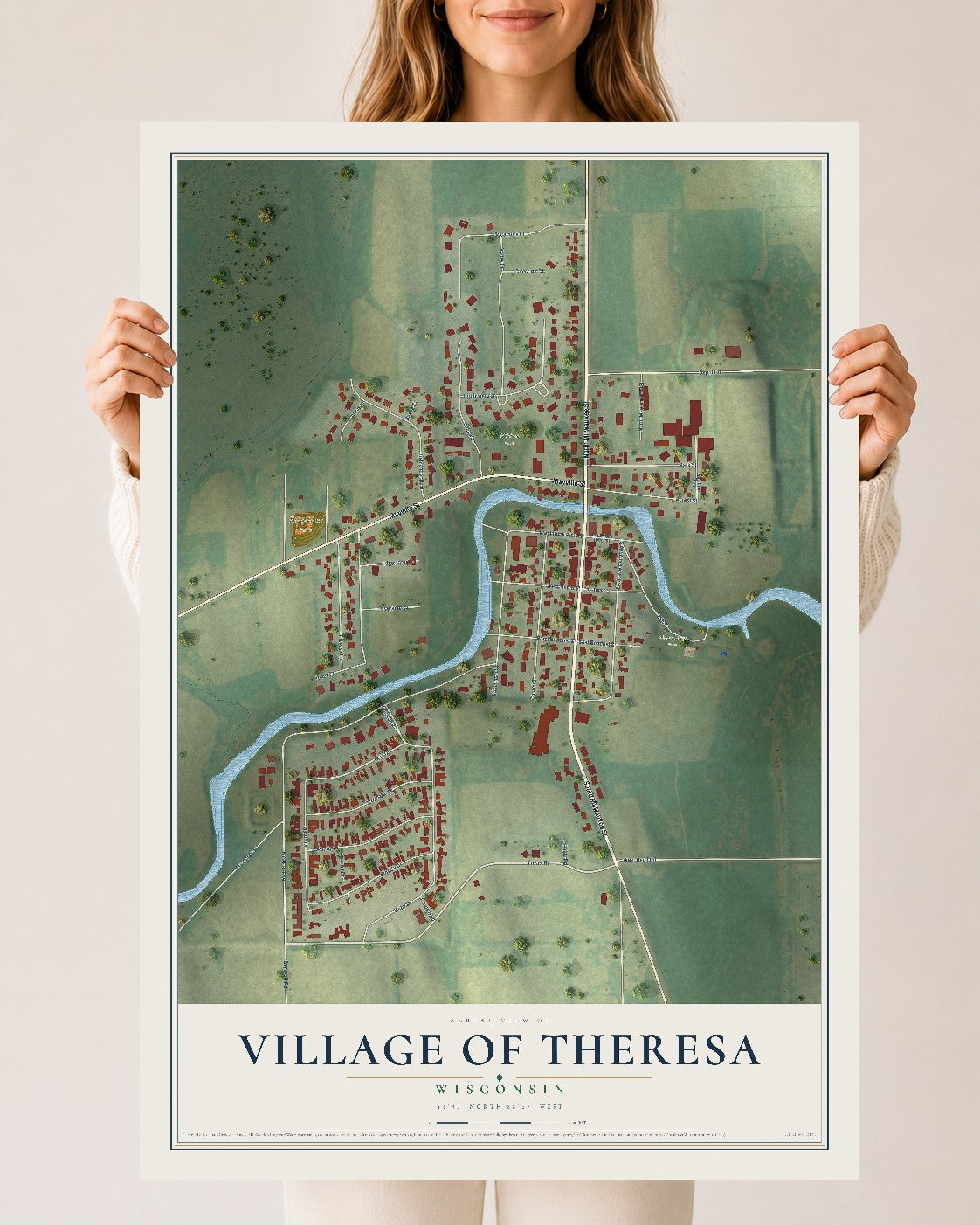Map of Theresa, Wisconsin, 24 x 36 inch unframed archival matte print