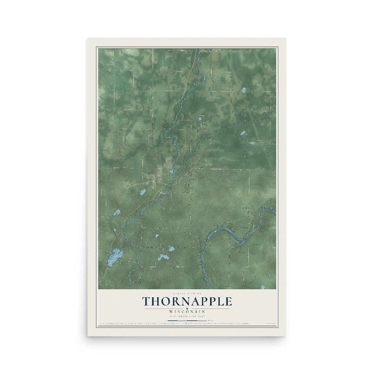 Map of Thornapple, Wisconsin, 12 x 18 inch unframed archival matte print