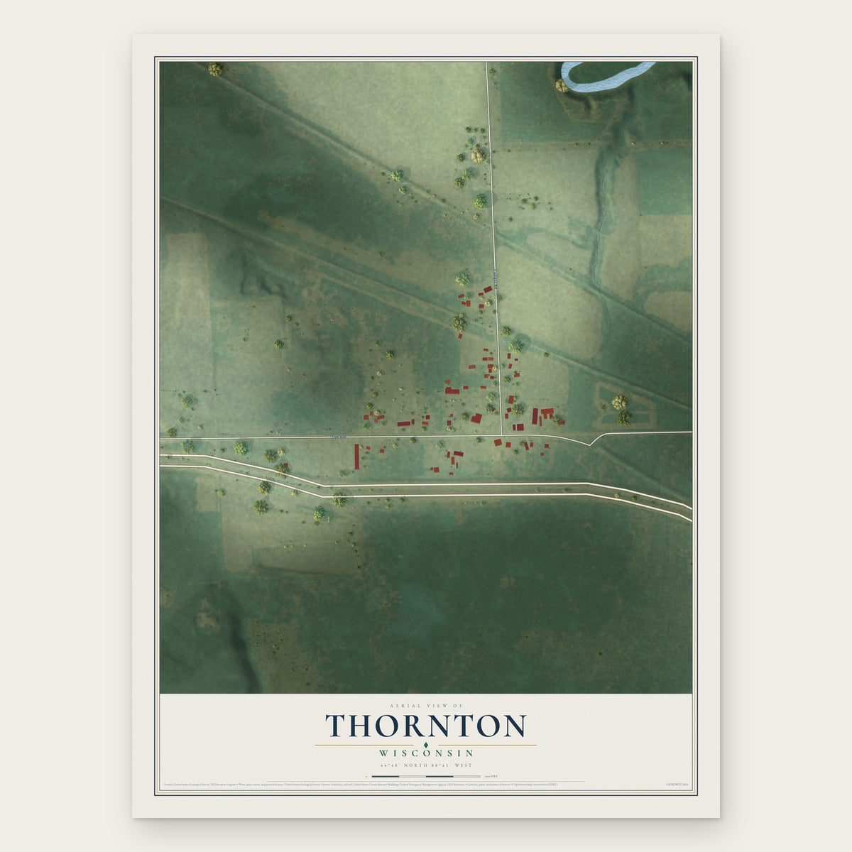 Thornton, Wisconsin map print, the full design