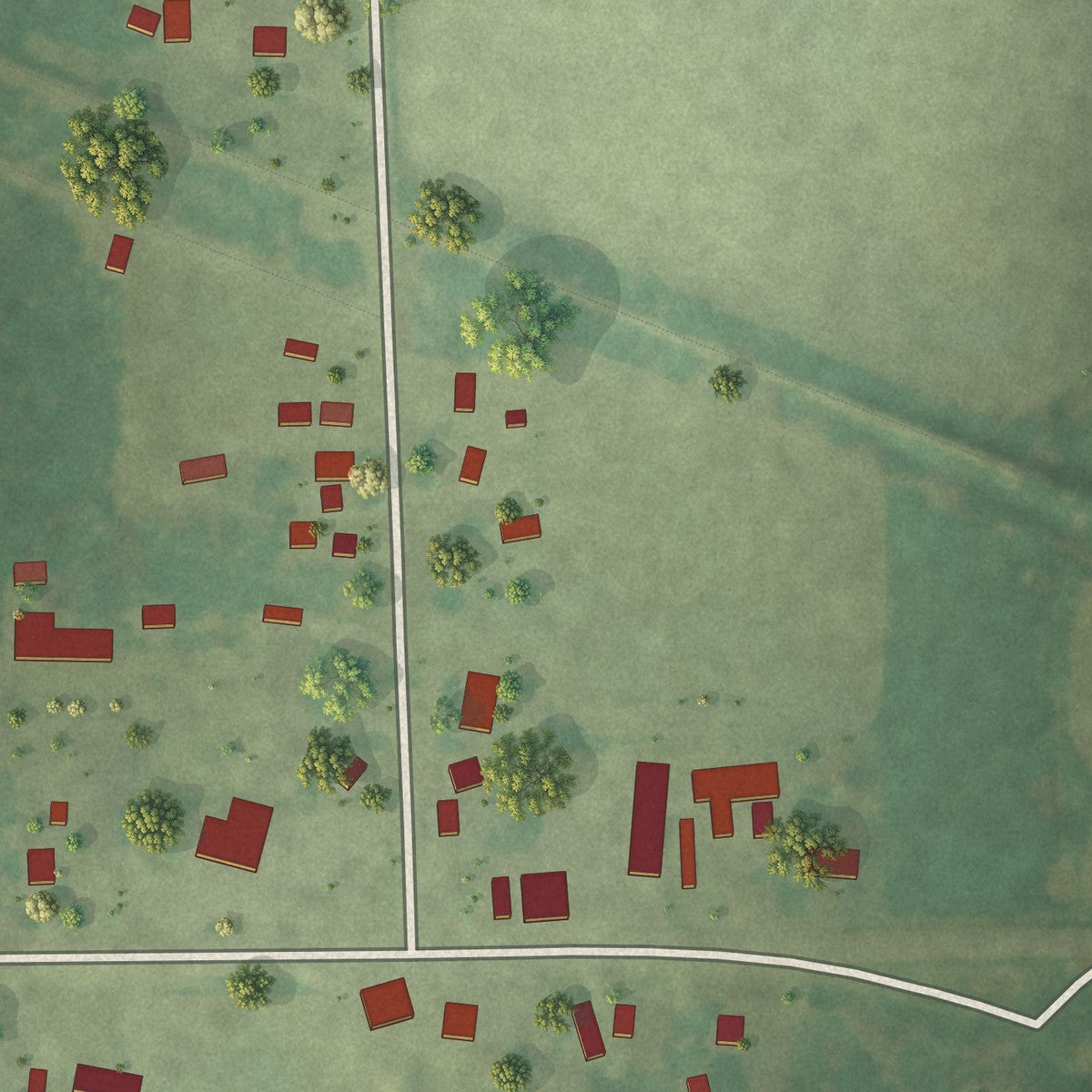 Close-up of the map of Thornton, Wisconsin print showing street and building detail