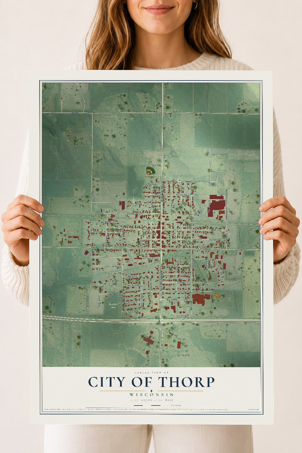 Map of Thorp, Wisconsin, 18 x 24 inch unframed archival matte print