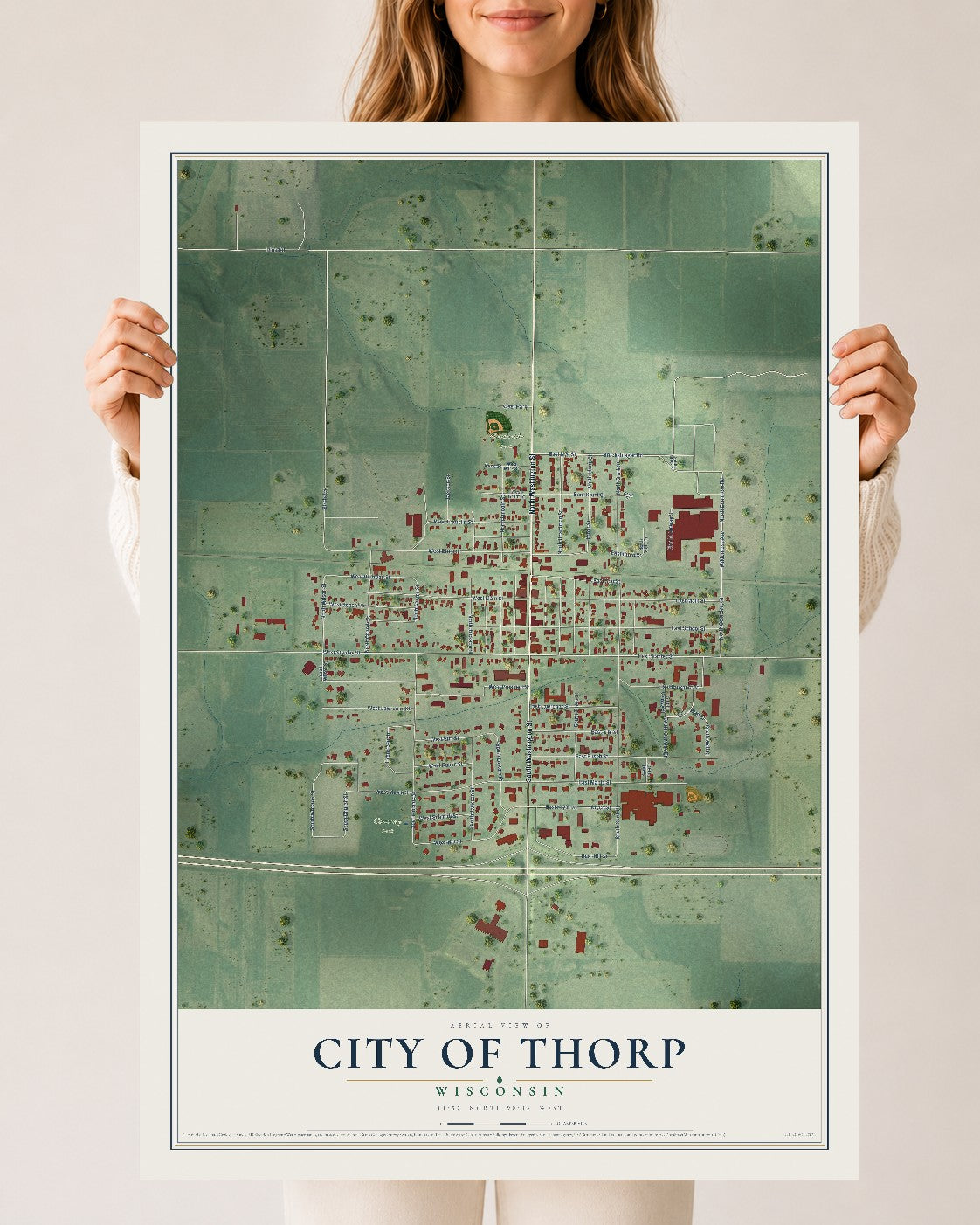 Map of Thorp, Wisconsin, 24 x 36 inch unframed archival matte print