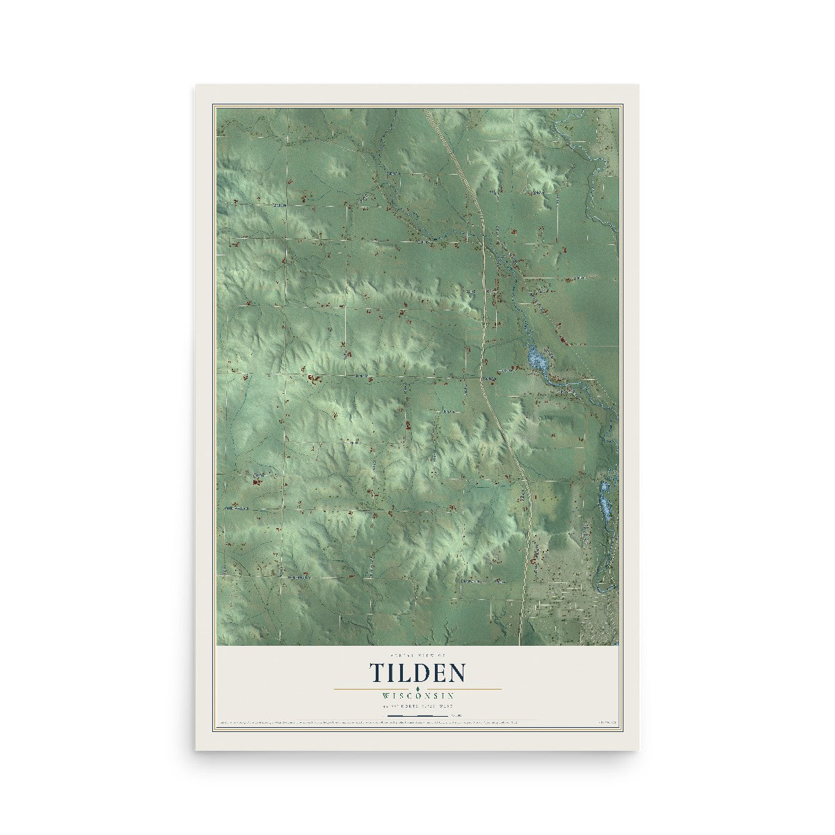 Map of Tilden, Wisconsin, 12 x 18 inch unframed archival matte print