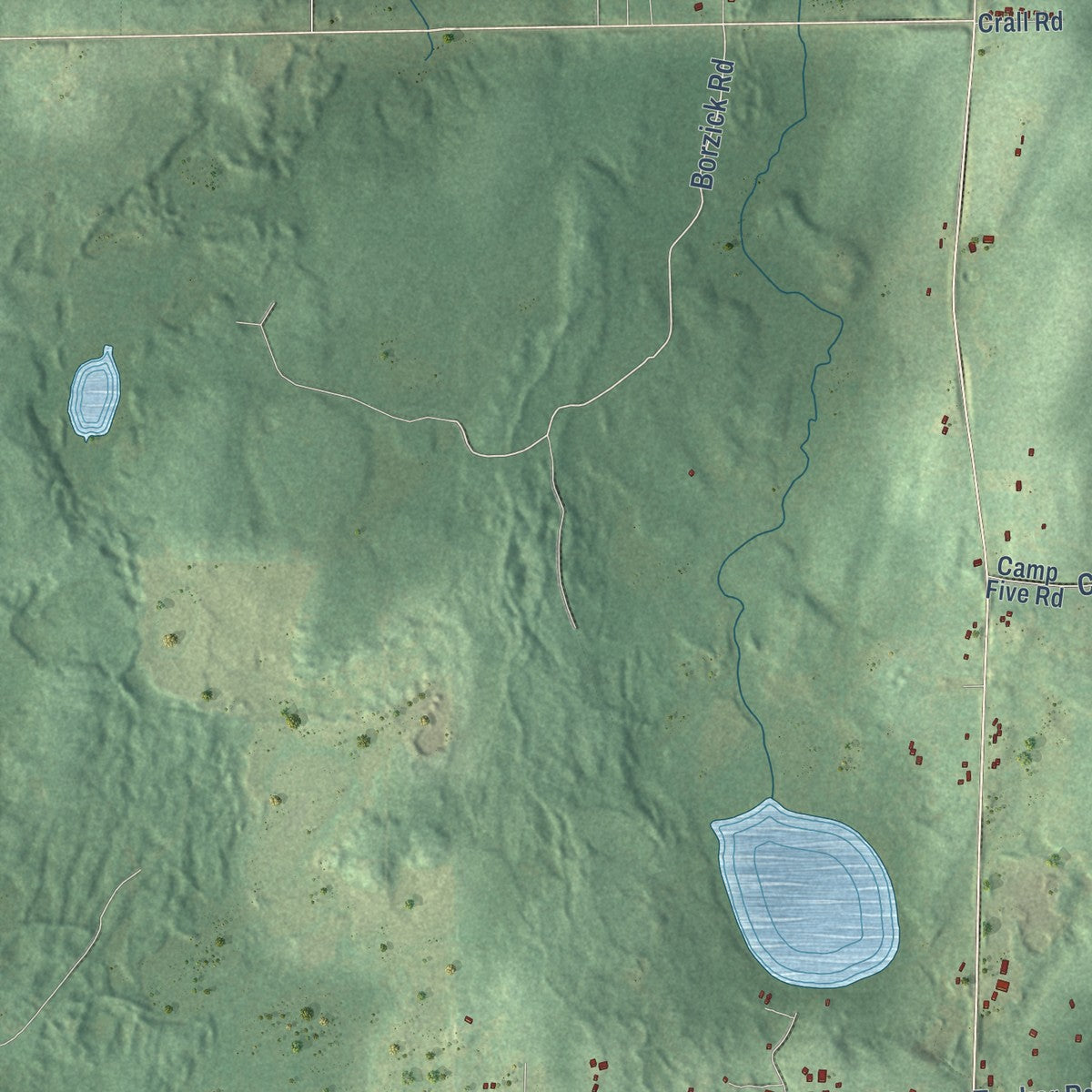 Close-up of the map of Tipler, Wisconsin print showing street and building detail