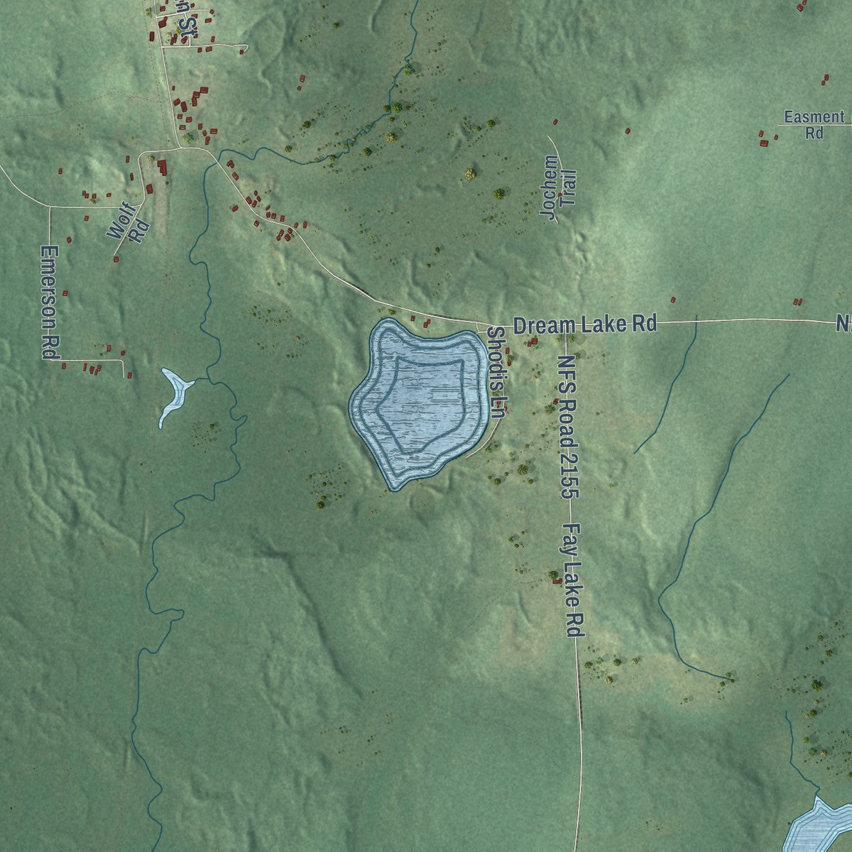 Second close-up of the map of Tipler, Wisconsin print showing more streets and buildings
