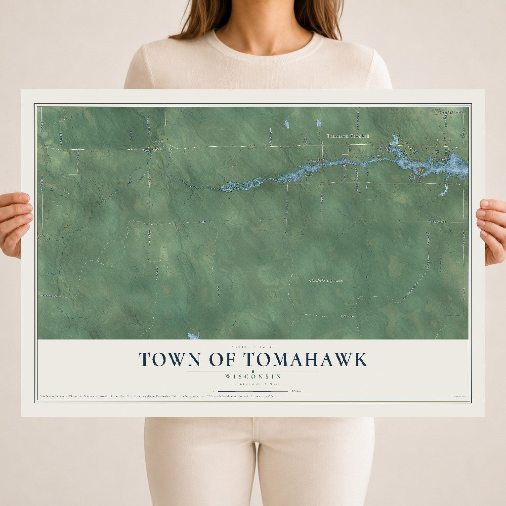 Map of the Town of Tomahawk, Wisconsin, 18 x 24 inch unframed archival matte print