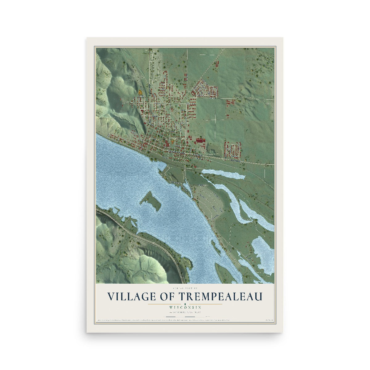 Map of Trempealeau, Wisconsin, 12 x 18 inch unframed archival matte print