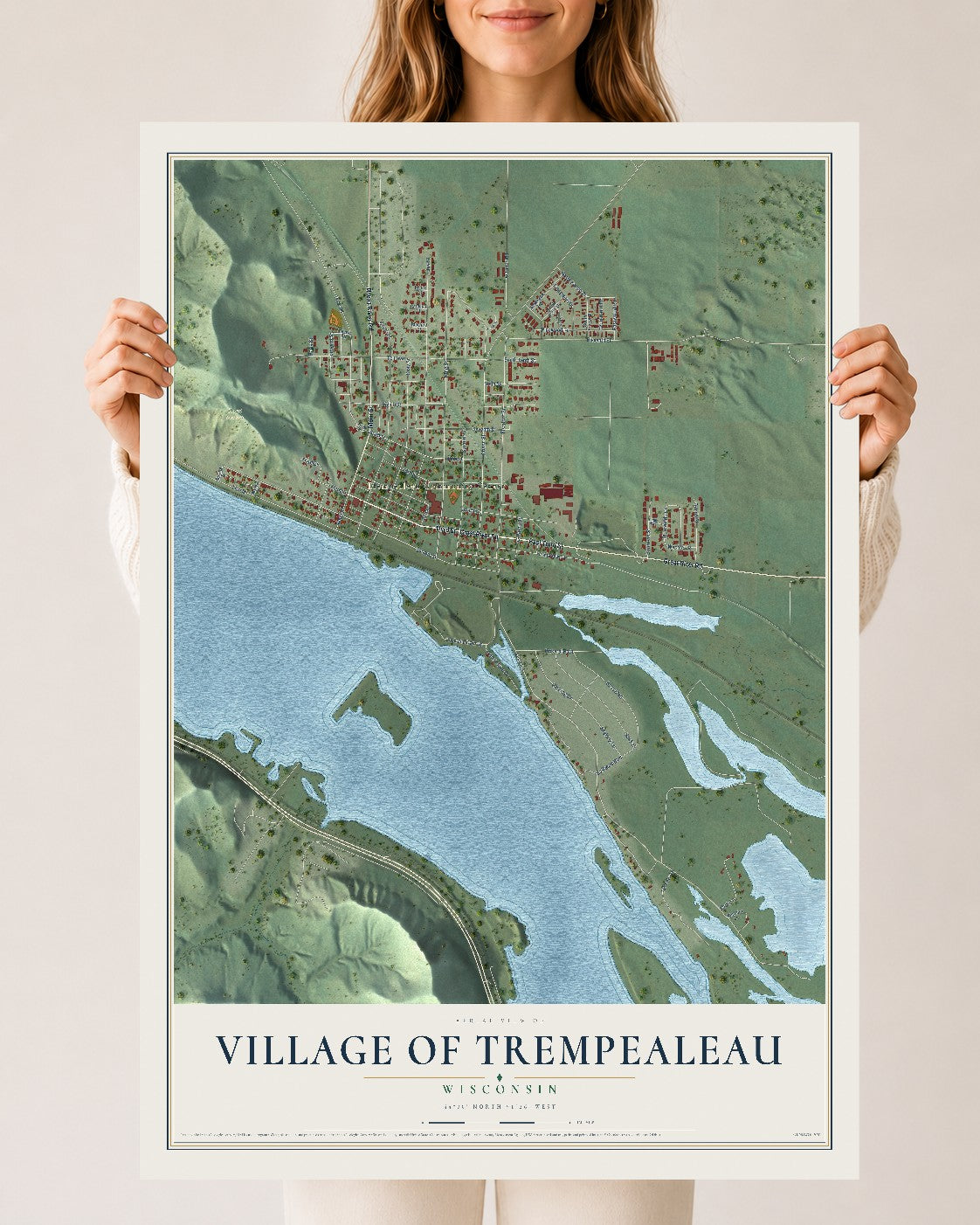 Map of Trempealeau, Wisconsin, 24 x 36 inch unframed archival matte print