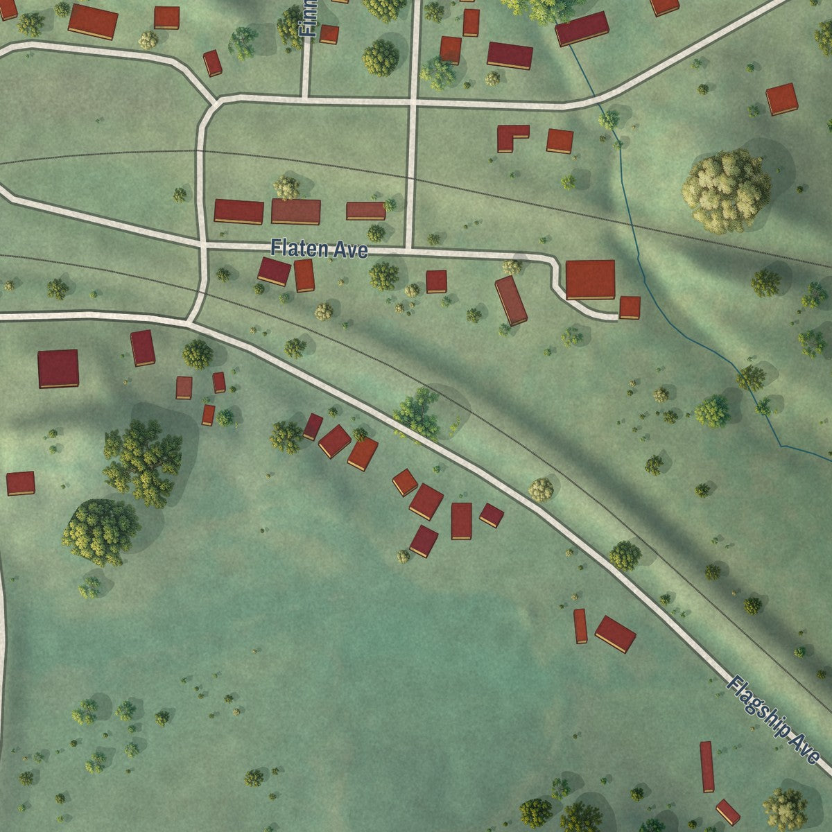 Close-up of the map of Tunnel City, Wisconsin print showing street and building detail