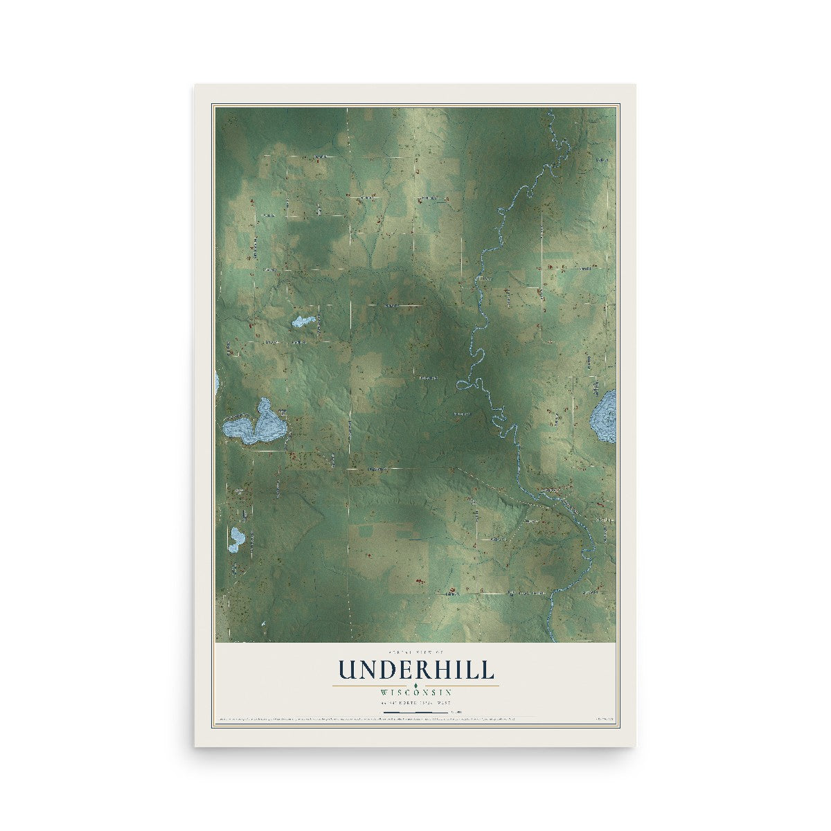 Map of Underhill, Wisconsin, 12 x 18 inch unframed archival matte print