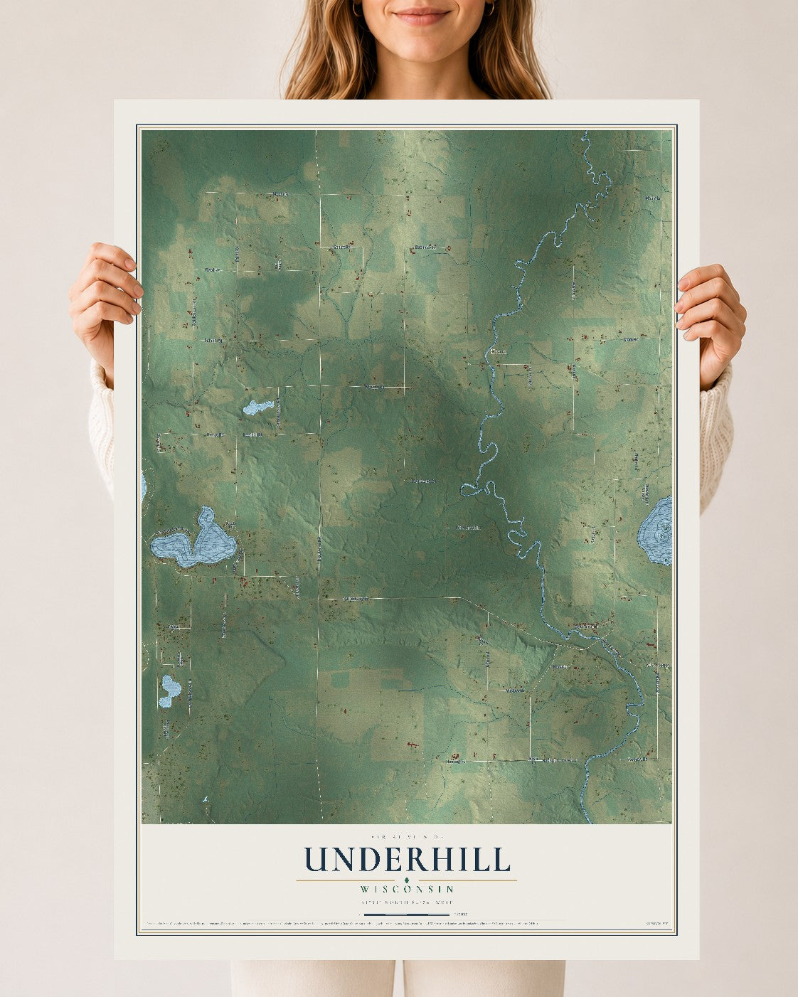 Map of Underhill, Wisconsin, 24 x 36 inch unframed archival matte print