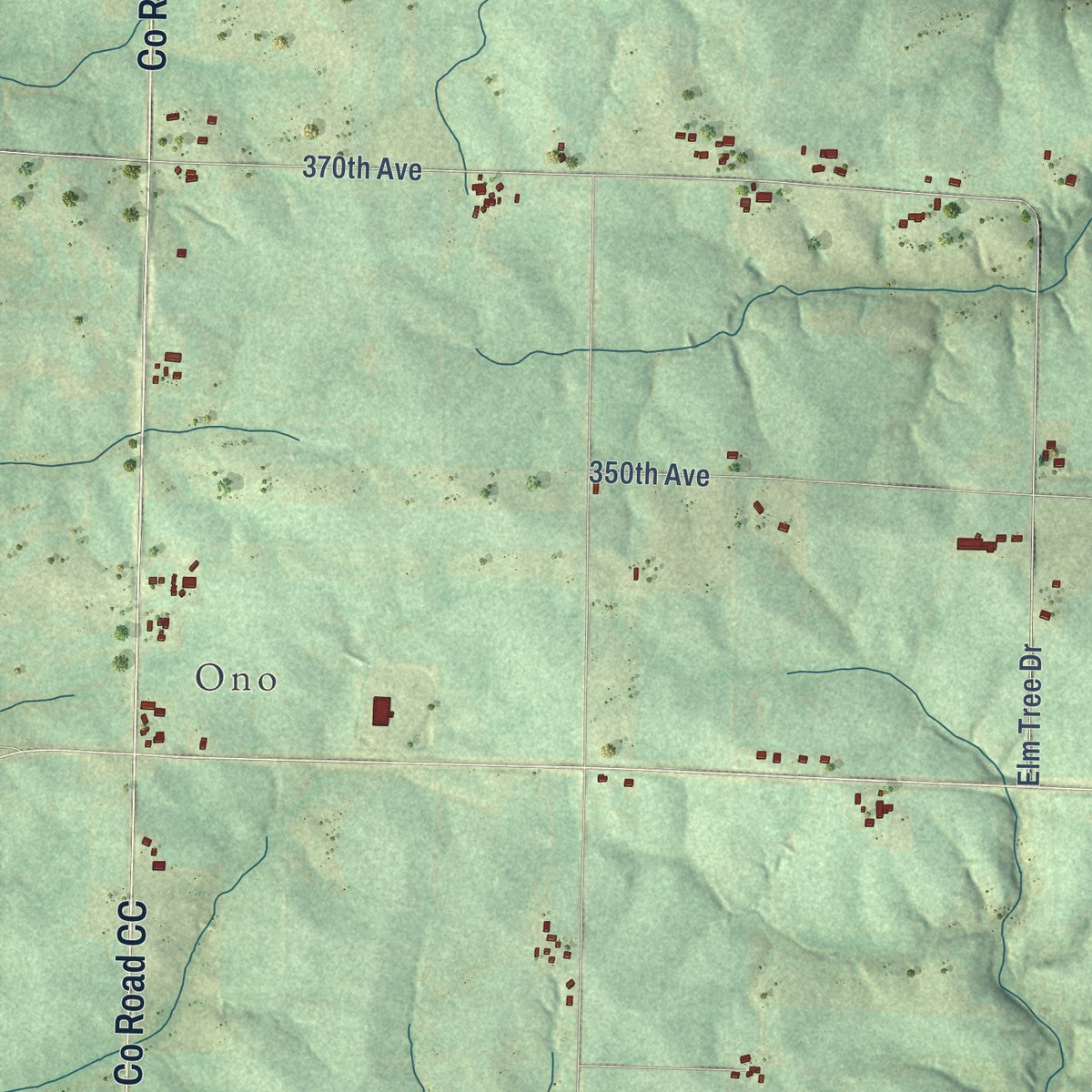 Close-up of the map of Union, Pierce County, Wisconsin print showing street and building detail