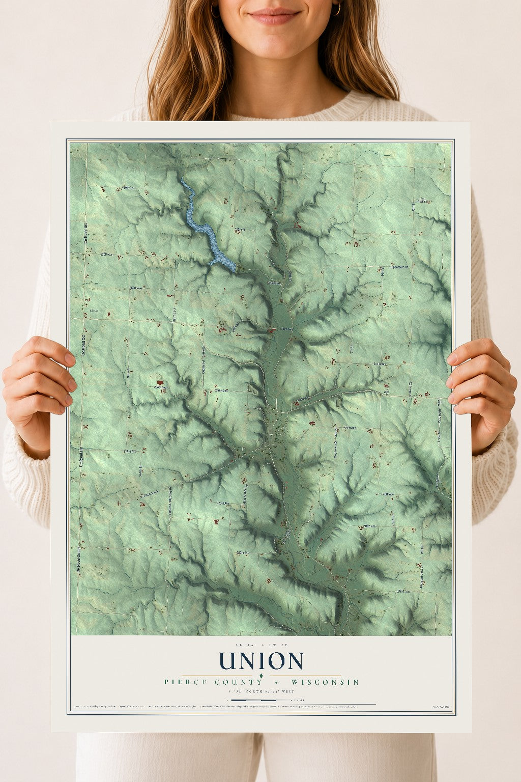 Map of Union, Pierce County, Wisconsin, 18 x 24 inch unframed archival matte print