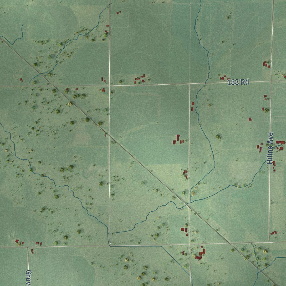 Close-up of the map of Unity, Clark County, Wisconsin print showing street and building detail