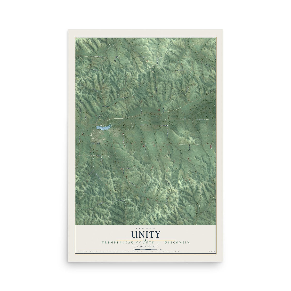 Map of Unity, Trempealeau County, Wisconsin, 12 x 18 inch unframed archival matte print