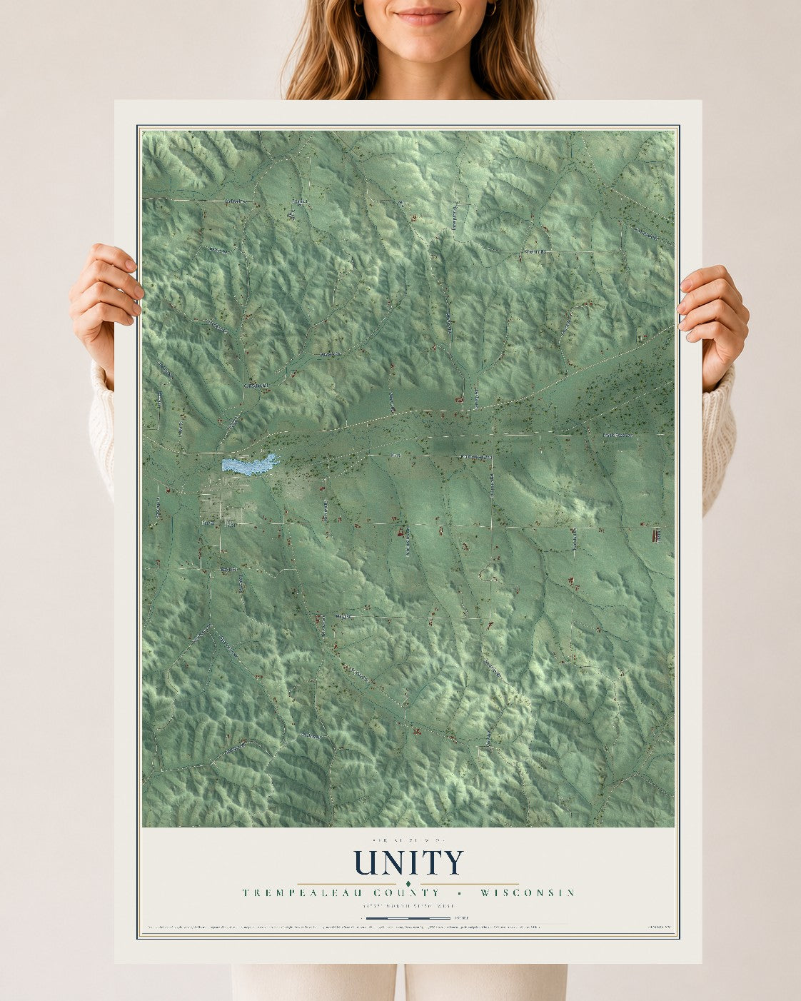 Map of Unity, Trempealeau County, Wisconsin, 24 x 36 inch unframed archival matte print