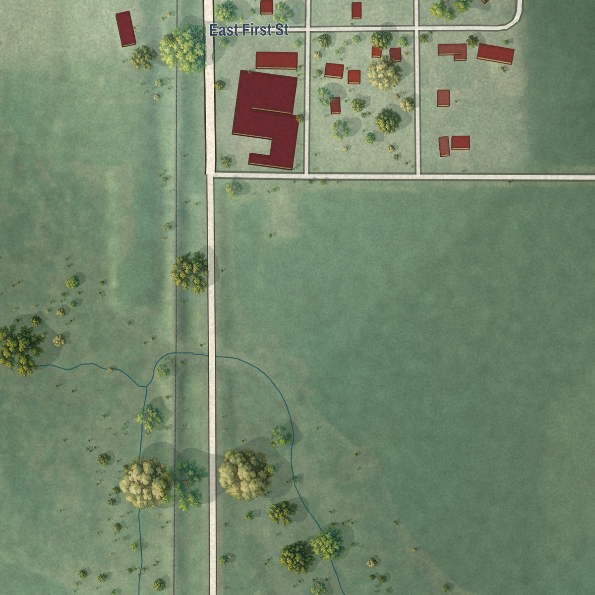 Second close-up of the map of Unity, Marathon County, Wisconsin print showing more streets and buildings