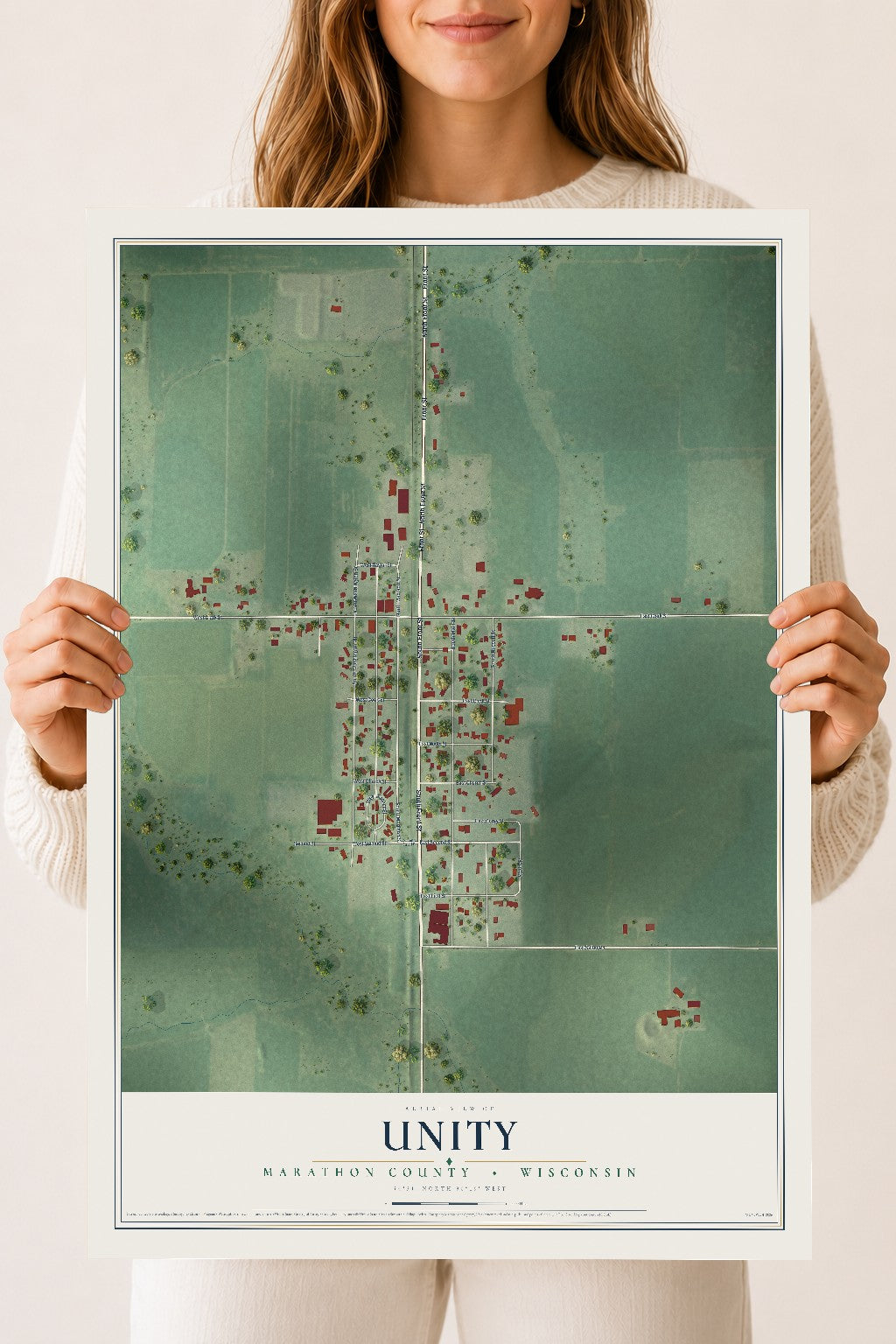 Map of Unity, Marathon County, Wisconsin, 18 x 24 inch unframed archival matte print