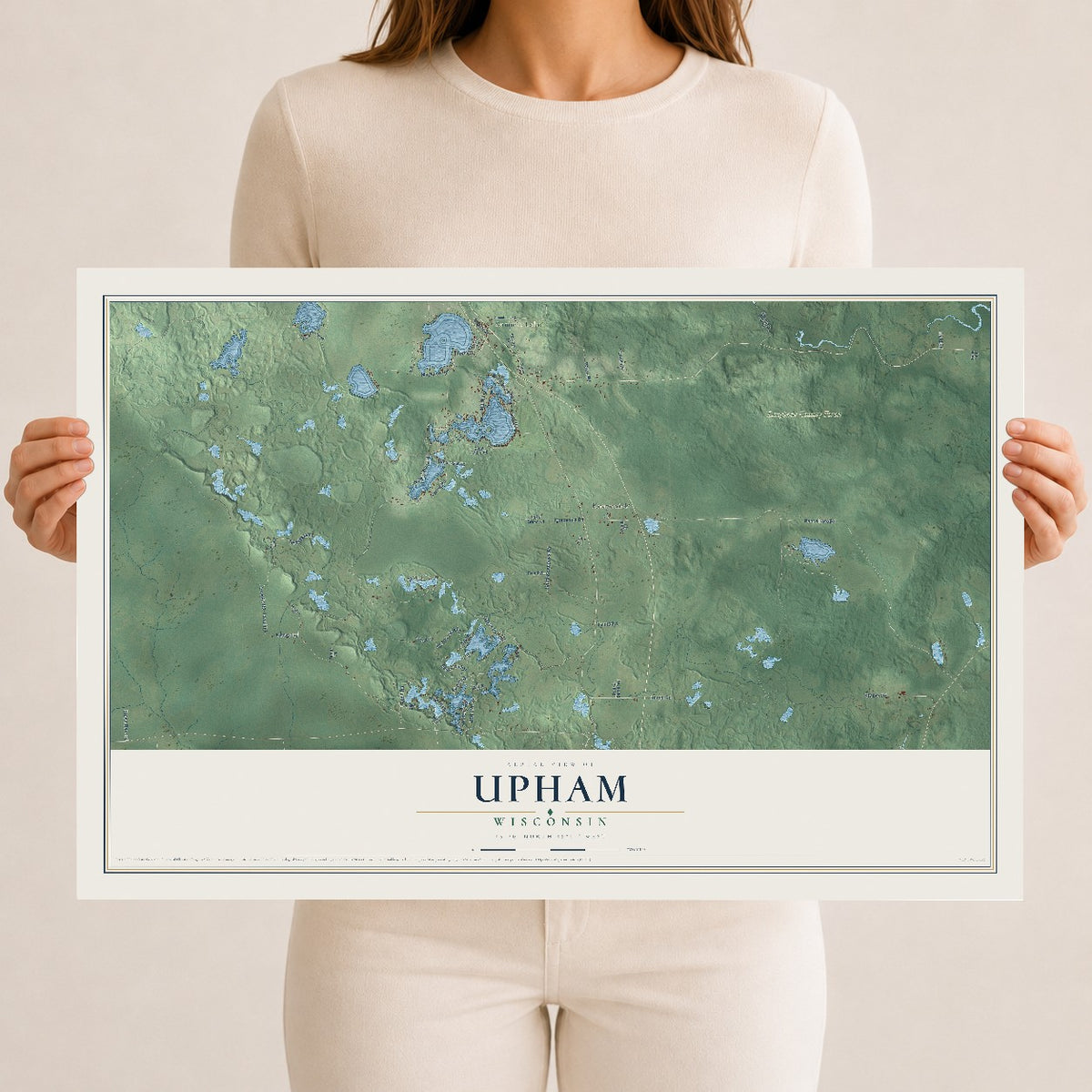 Map of Upham, Wisconsin, 12 x 18 inch unframed archival matte print