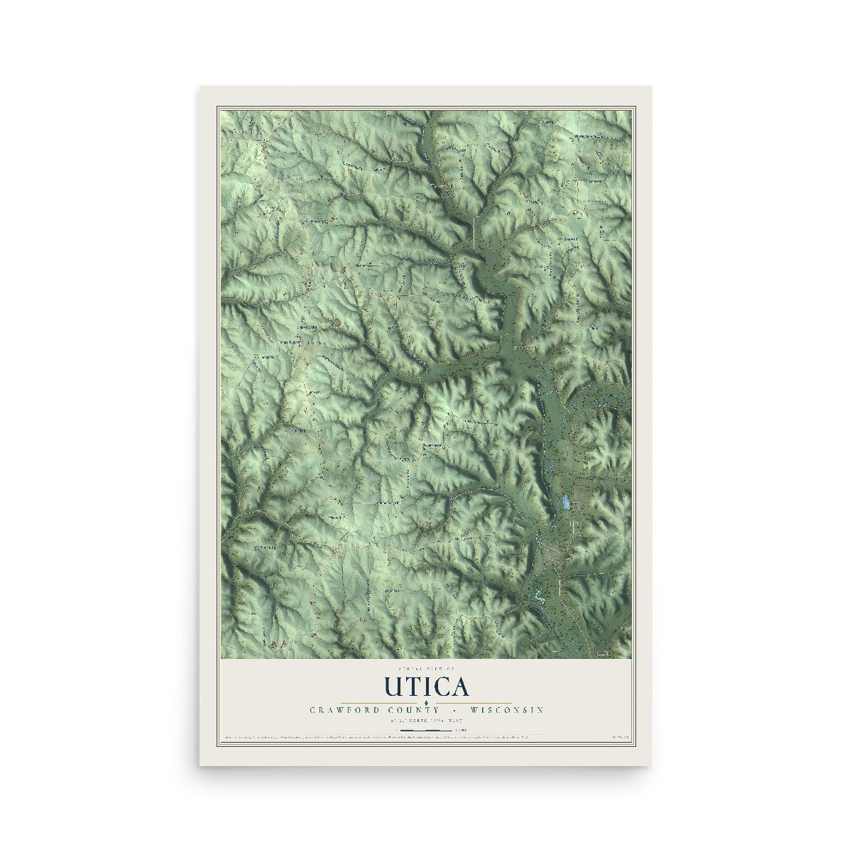 Map of Utica, Crawford County, Wisconsin, 12 x 18 inch unframed archival matte print