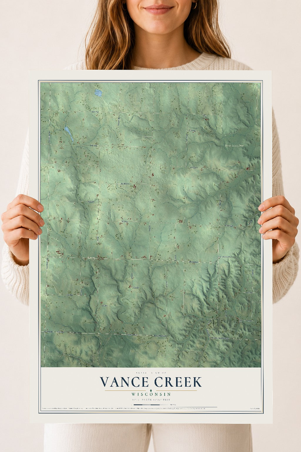 Map of Vance Creek, Wisconsin, 18 x 24 inch unframed archival matte print