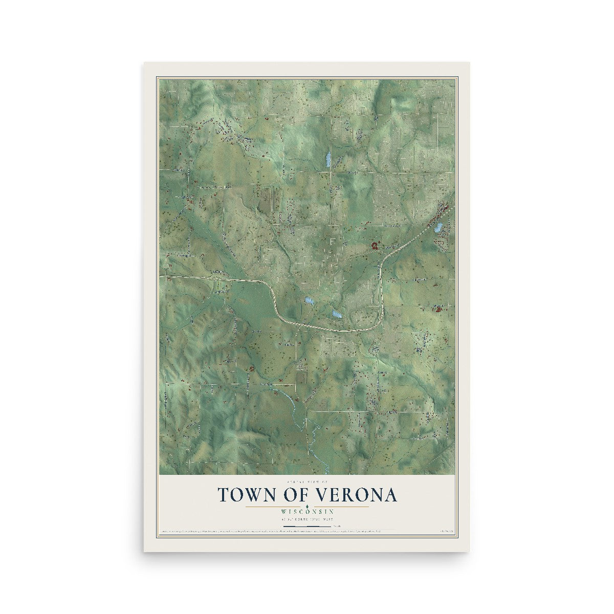 Map of the Town of Verona, Wisconsin, 12 x 18 inch unframed archival matte print
