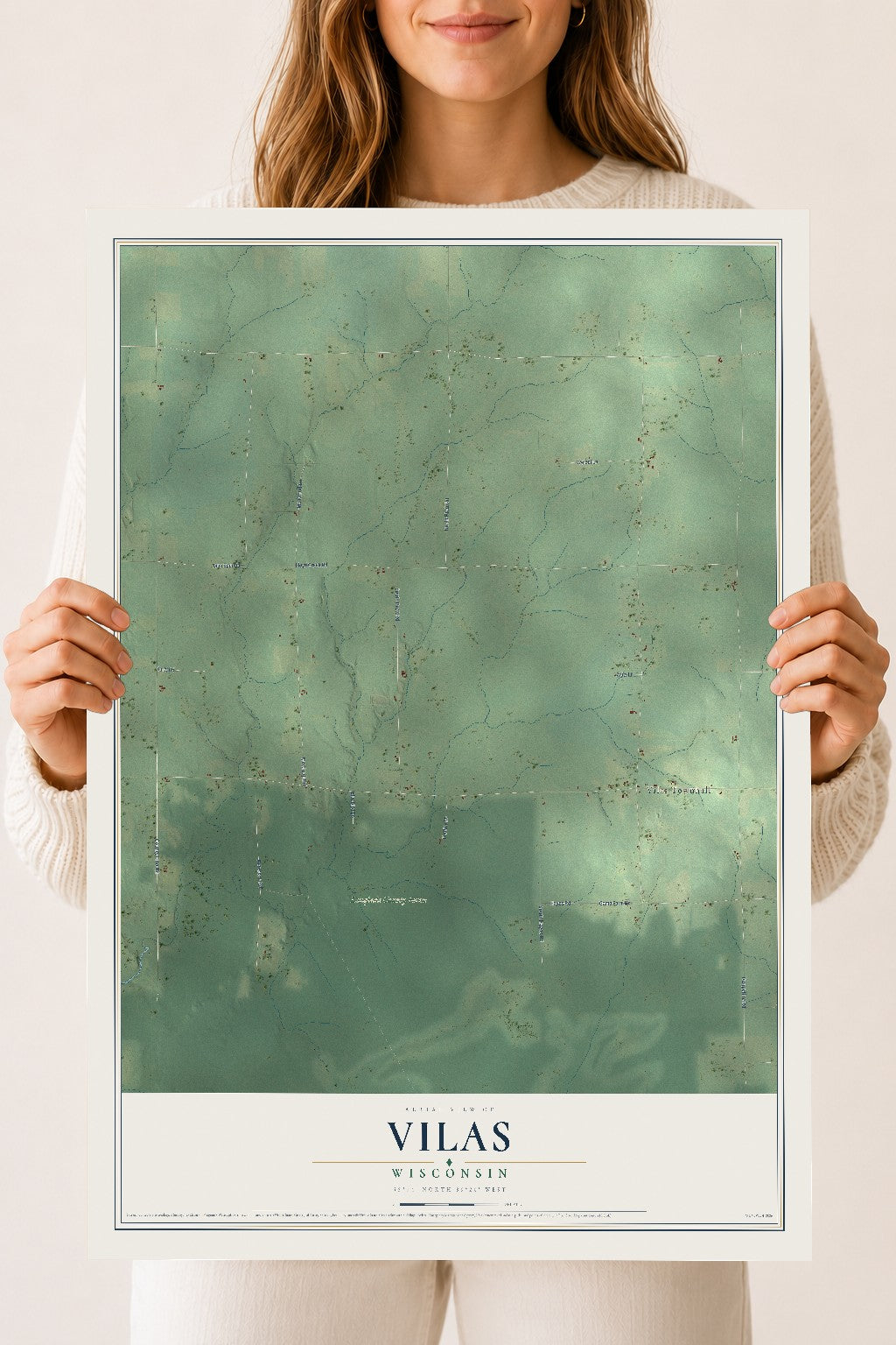 Map of Vilas, Wisconsin, 18 x 24 inch unframed archival matte print