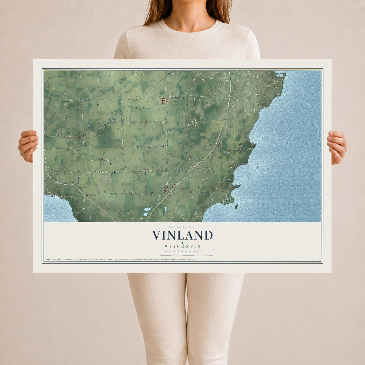 Map of Vinland, Wisconsin, 24 x 36 inch unframed archival matte print