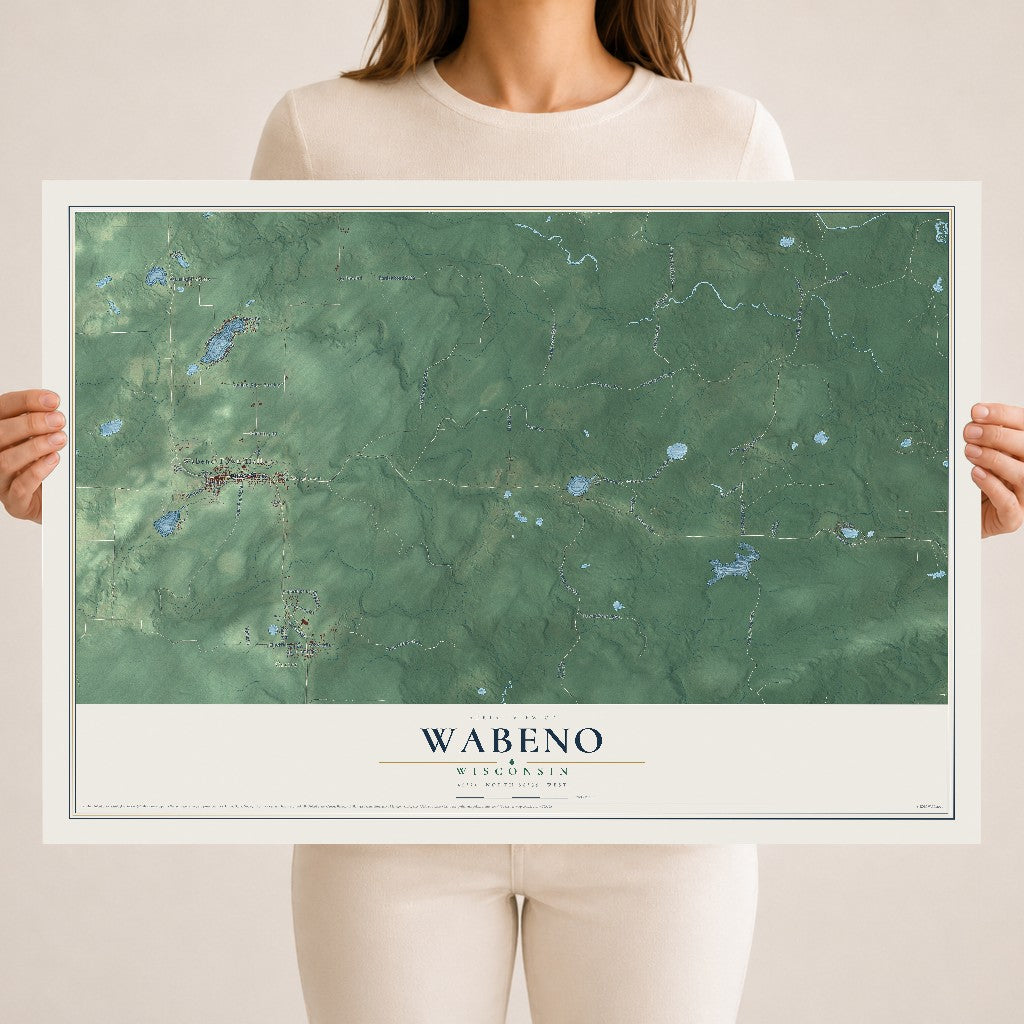 Map of Wabeno, Wisconsin, 18 x 24 inch unframed archival matte print