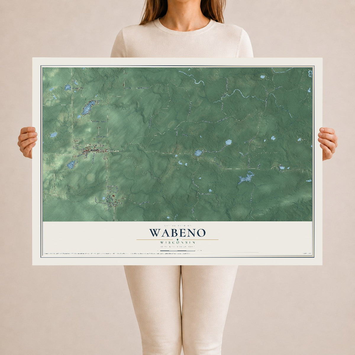 Map of Wabeno, Wisconsin, 24 x 36 inch unframed archival matte print