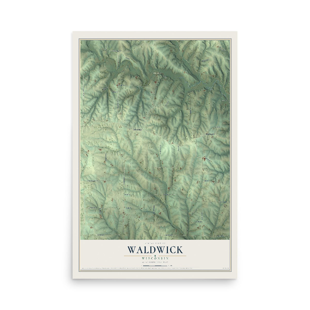 Map of Waldwick, Wisconsin, 12 x 18 inch unframed archival matte print