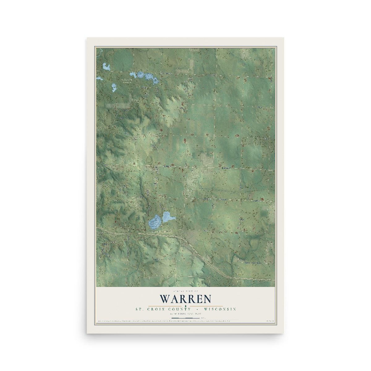 Map of Warren, St. Croix County, Wisconsin, 12 x 18 inch unframed archival matte print