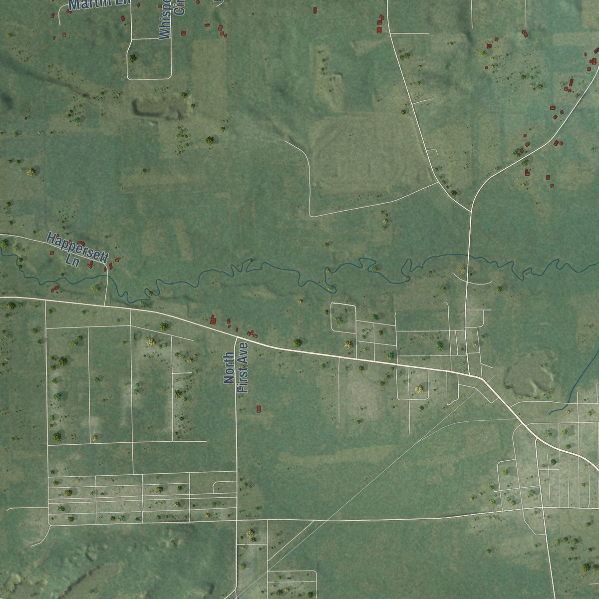 Close-up of the map of Warren, Waushara County, Wisconsin print showing street and building detail