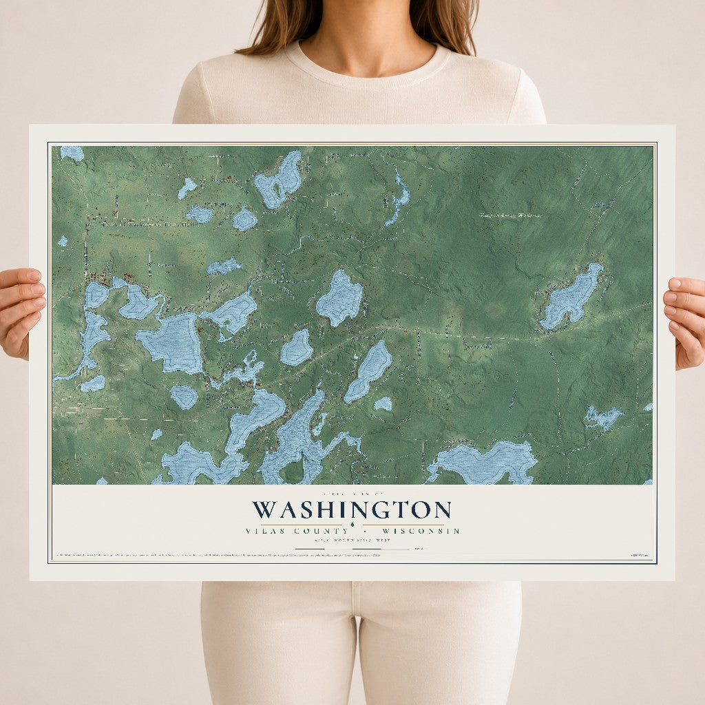 Map of Washington, Vilas County, Wisconsin, 18 x 24 inch unframed archival matte print