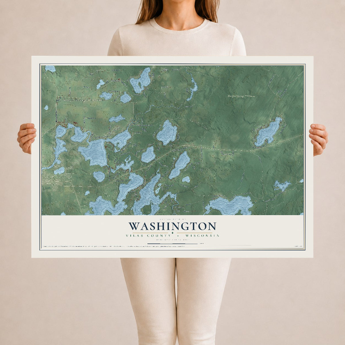 Map of Washington, Vilas County, Wisconsin, 24 x 36 inch unframed archival matte print