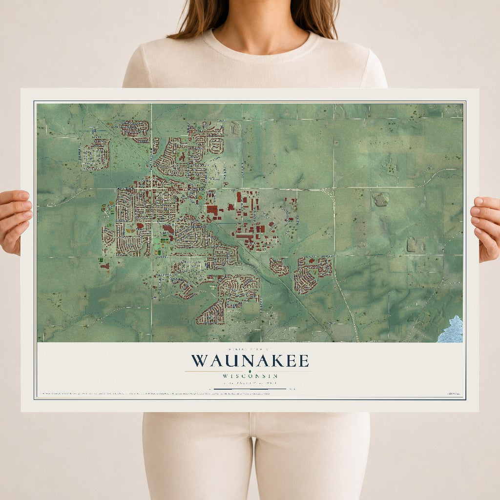 Map of Waunakee, Wisconsin, 18 x 24 inch unframed archival matte print
