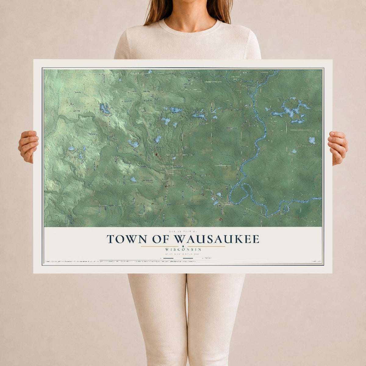Map of the Town of Wausaukee, Wisconsin, 24 x 36 inch unframed archival matte print