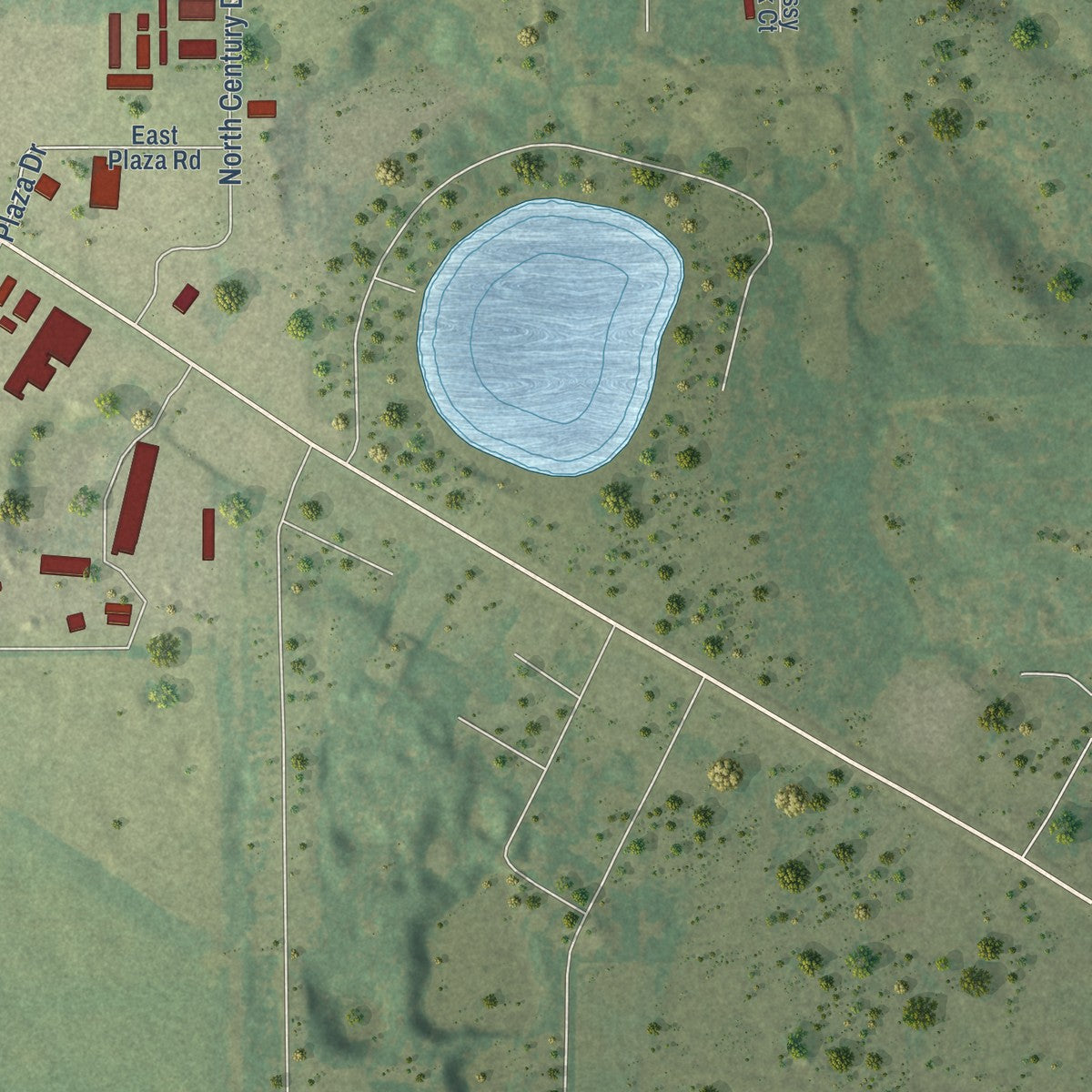 Second close-up of the map of Wautoma, Wisconsin print showing more streets and buildings