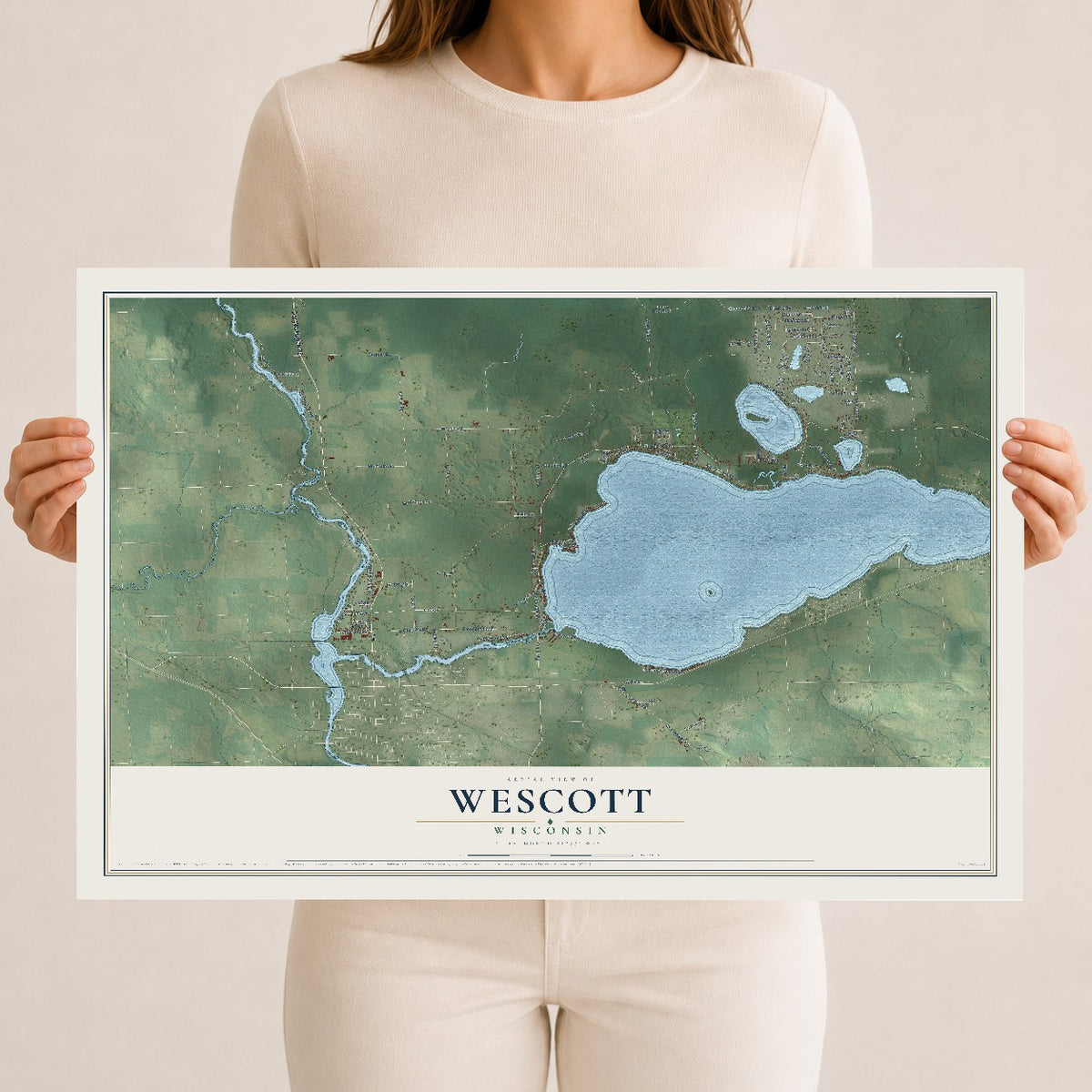 Map of Wescott, Wisconsin, 12 x 18 inch unframed archival matte print