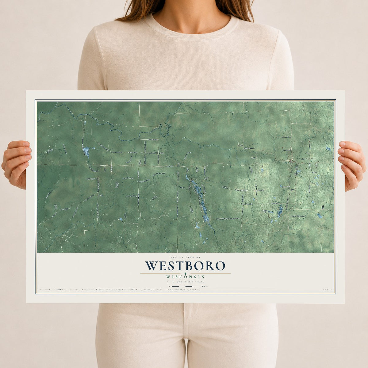 Map of Westboro, Wisconsin, 12 x 18 inch unframed archival matte print