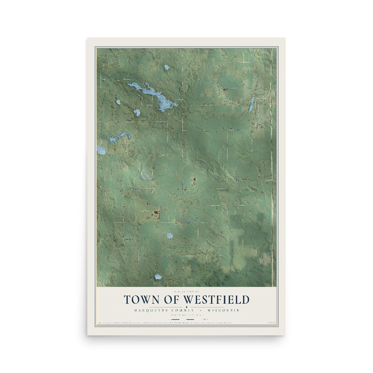 Map of the Town of Westfield, Marquette County, Wisconsin, 12 x 18 inch unframed archival matte print