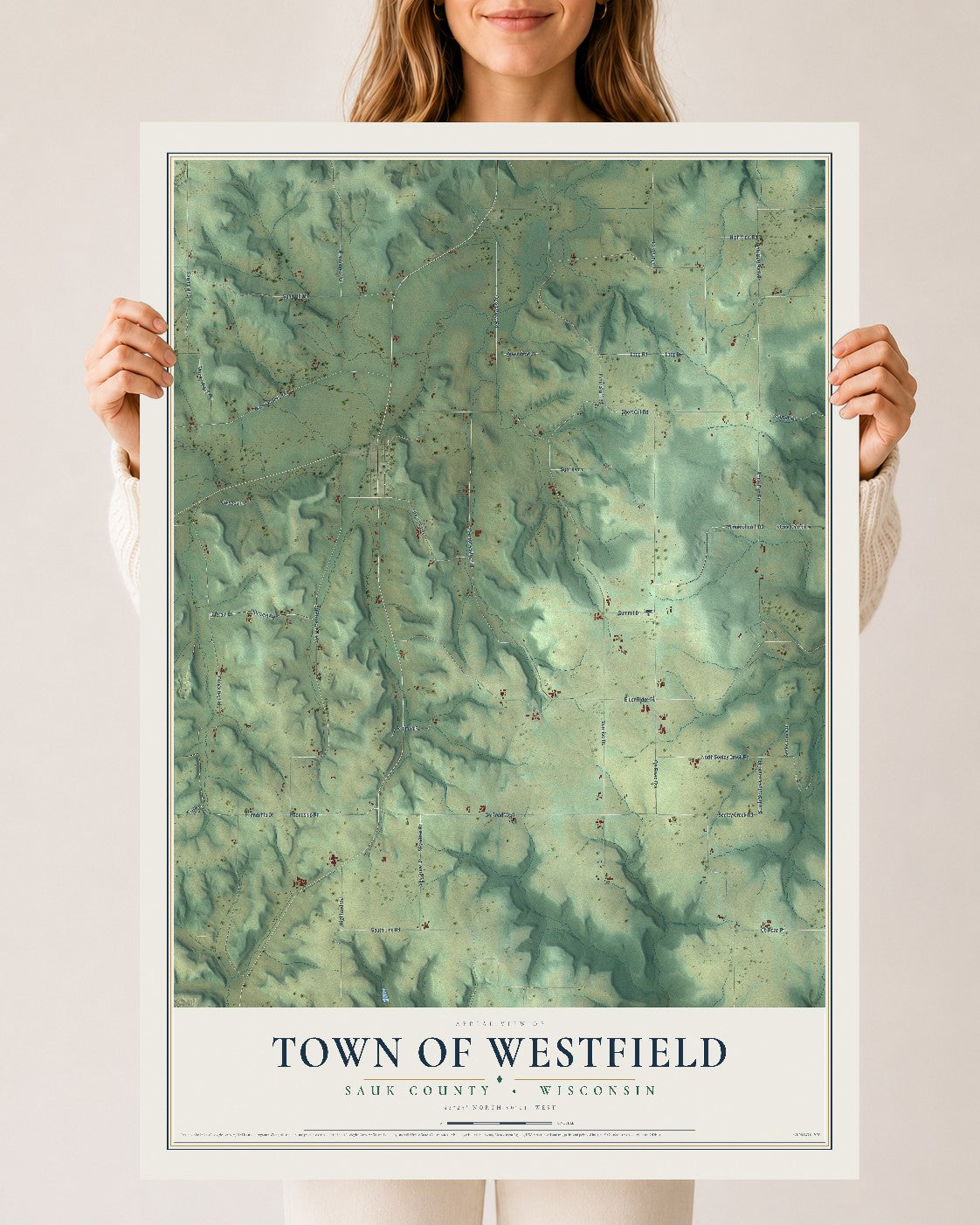 Map of the Town of Westfield, Sauk County, Wisconsin, 24 x 36 inch unframed archival matte print