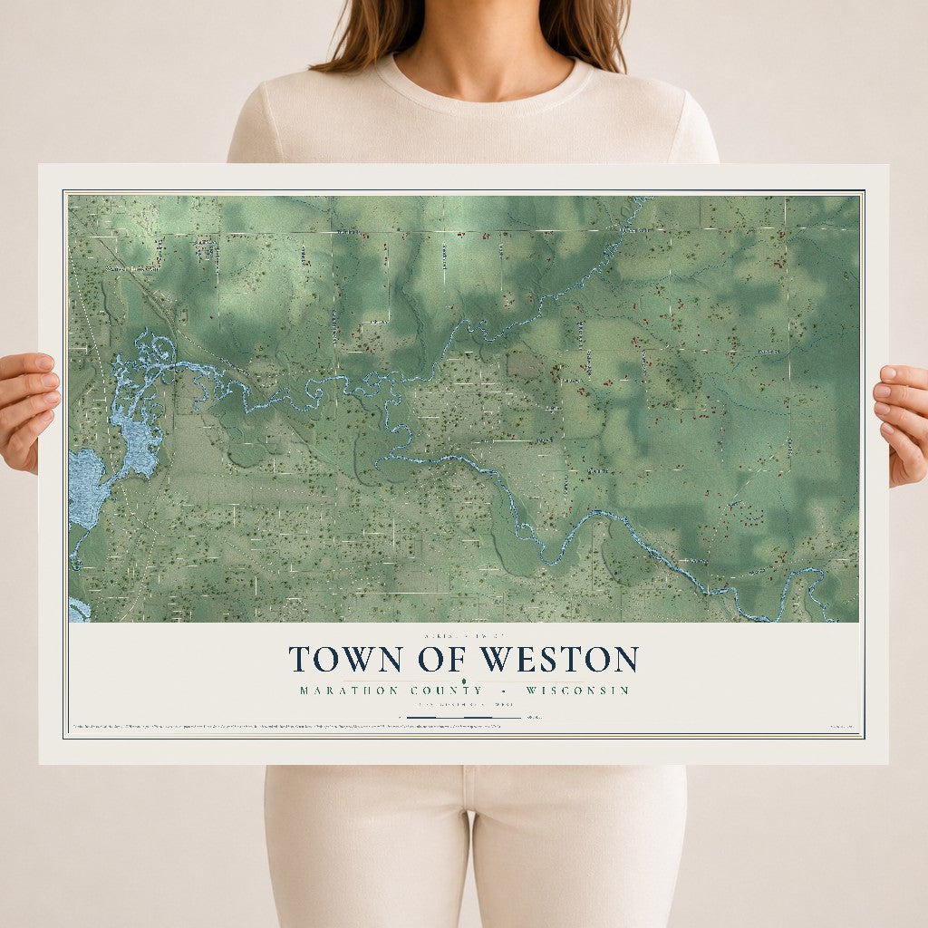 Map of the Town of Weston, Marathon County, Wisconsin, 18 x 24 inch unframed archival matte print