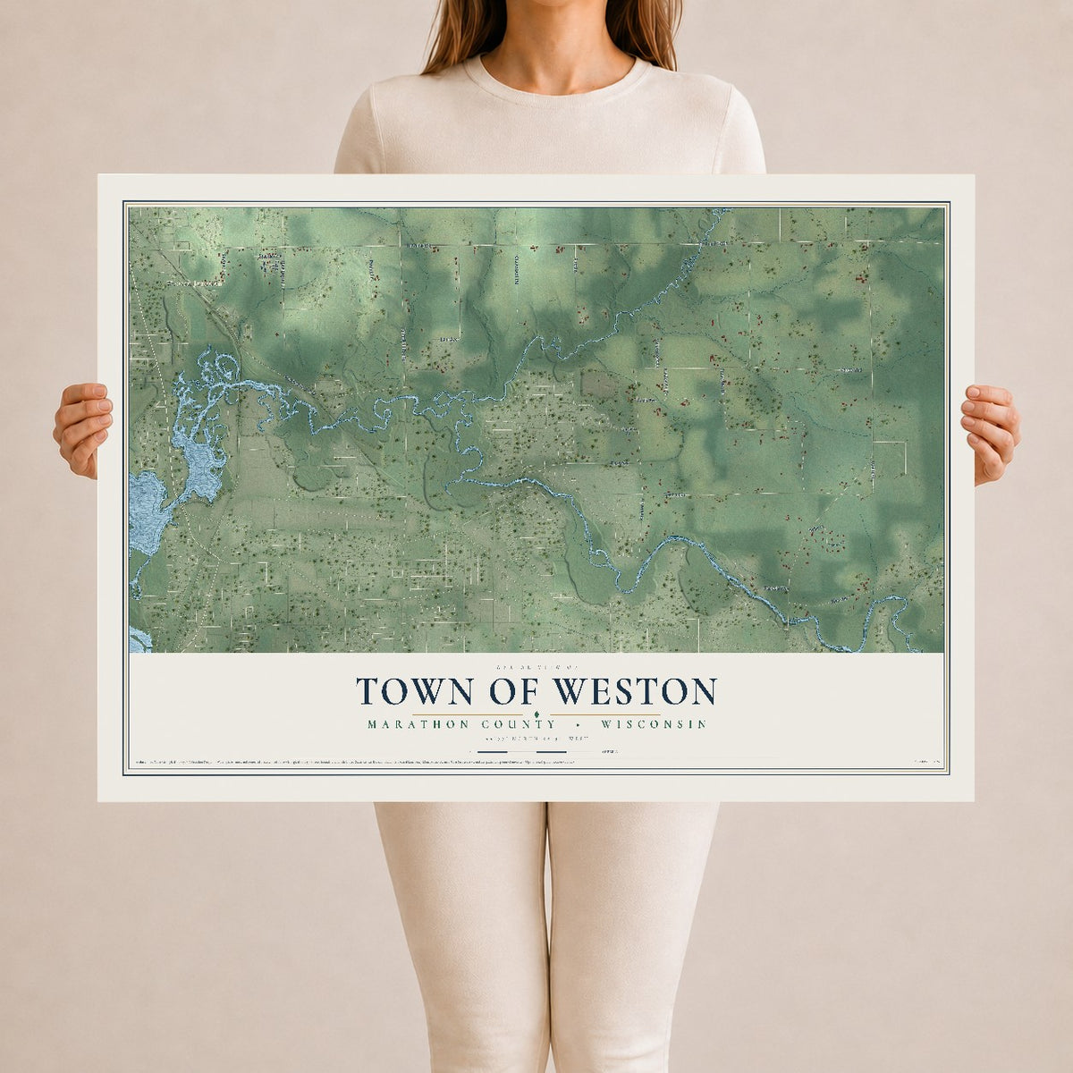 Map of the Town of Weston, Marathon County, Wisconsin, 24 x 36 inch unframed archival matte print