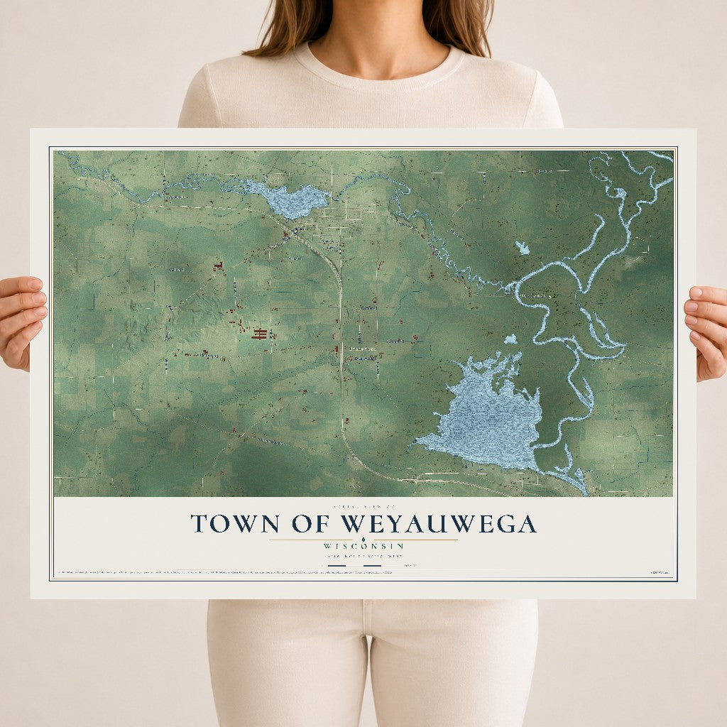 Map of the Town of Weyauwega, Wisconsin, 18 x 24 inch unframed archival matte print