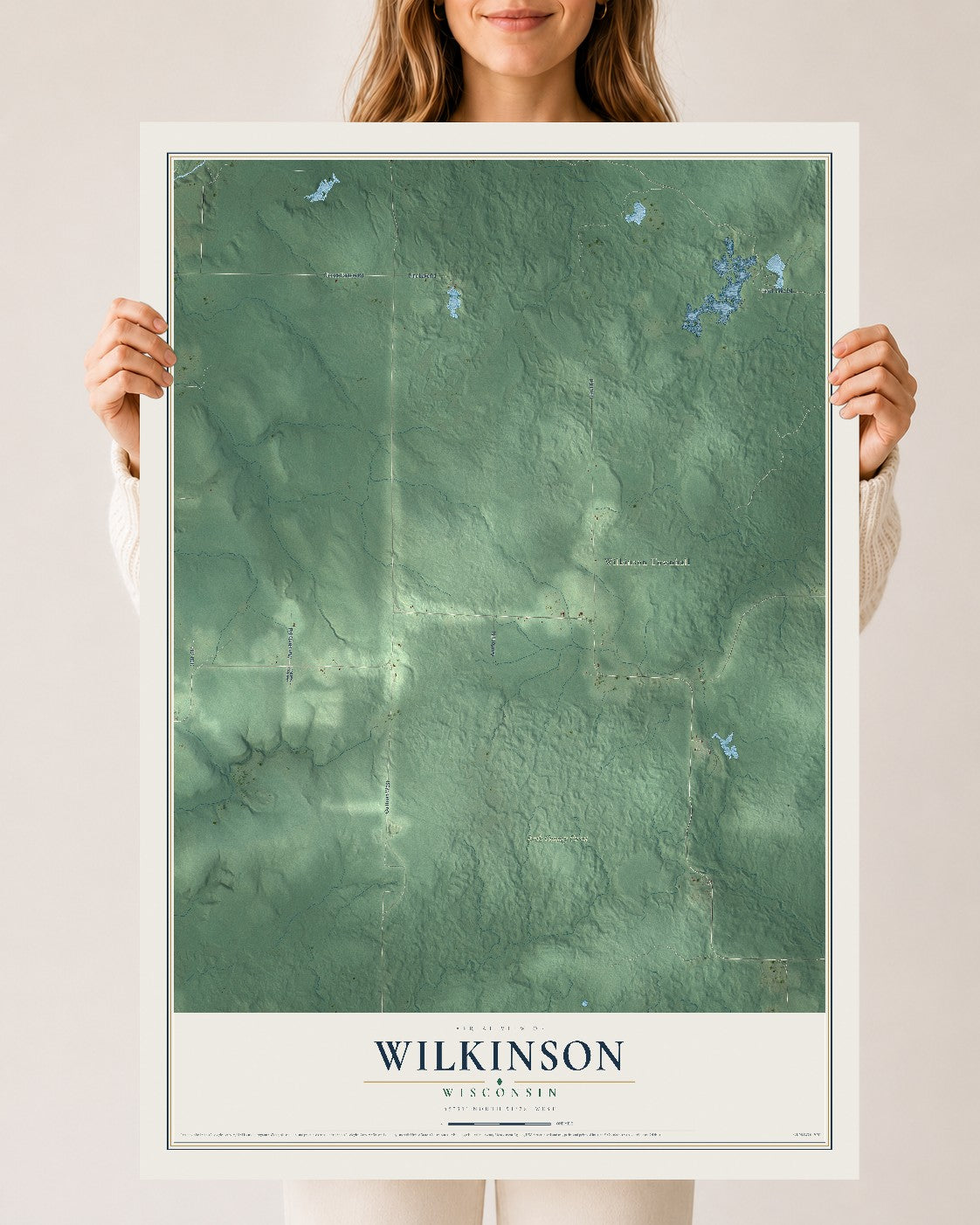 Map of Wilkinson, Wisconsin, 24 x 36 inch unframed archival matte print