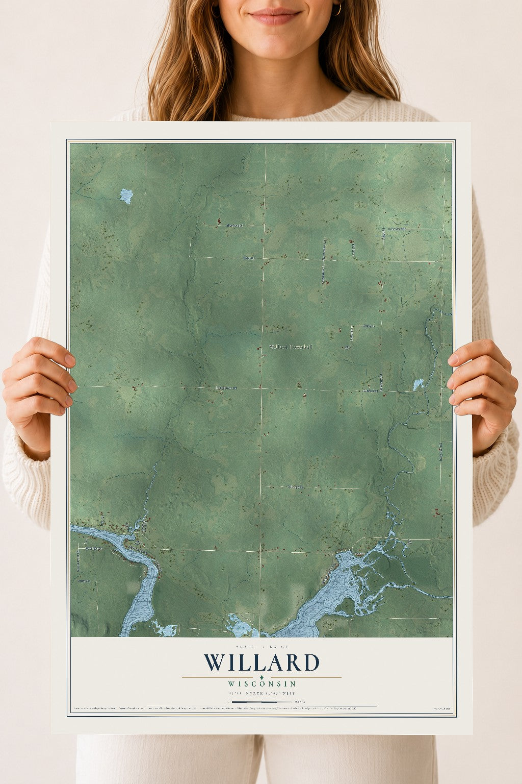 Map of Willard, Wisconsin, 18 x 24 inch unframed archival matte print