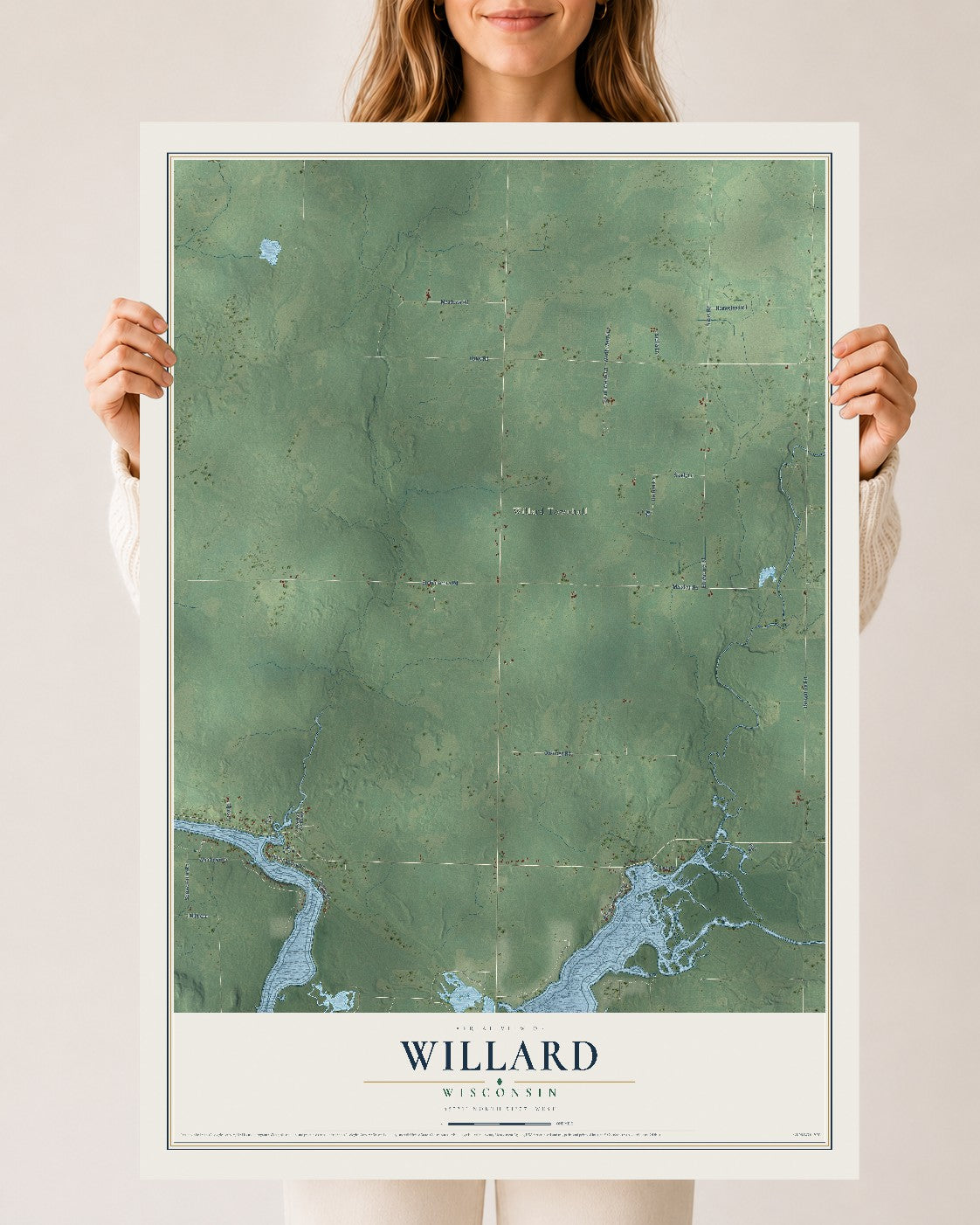 Map of Willard, Wisconsin, 24 x 36 inch unframed archival matte print
